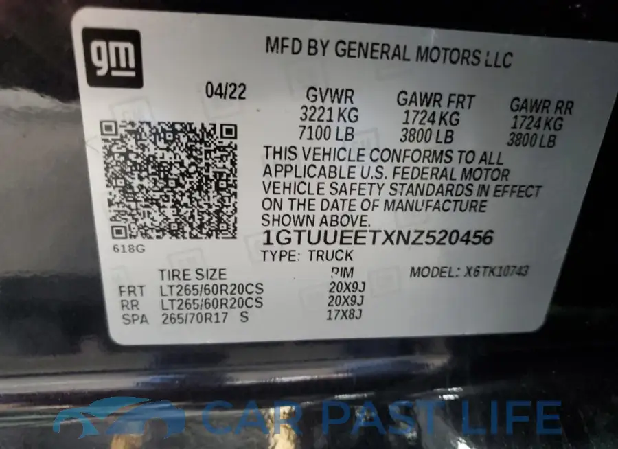 1GTUUEETXNZ520456# 13