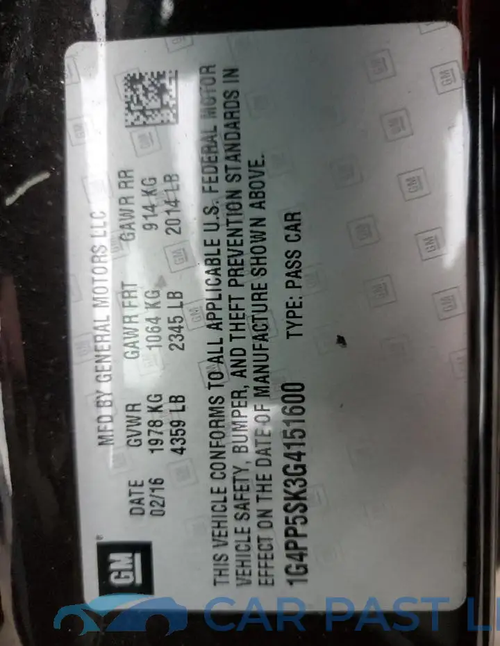 1G4PP5SK3G4151600# 12