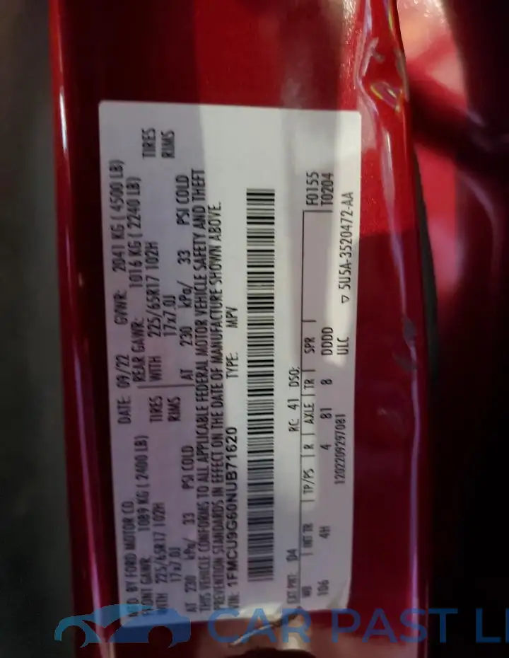 1FMCU9G60NUB71620# 13