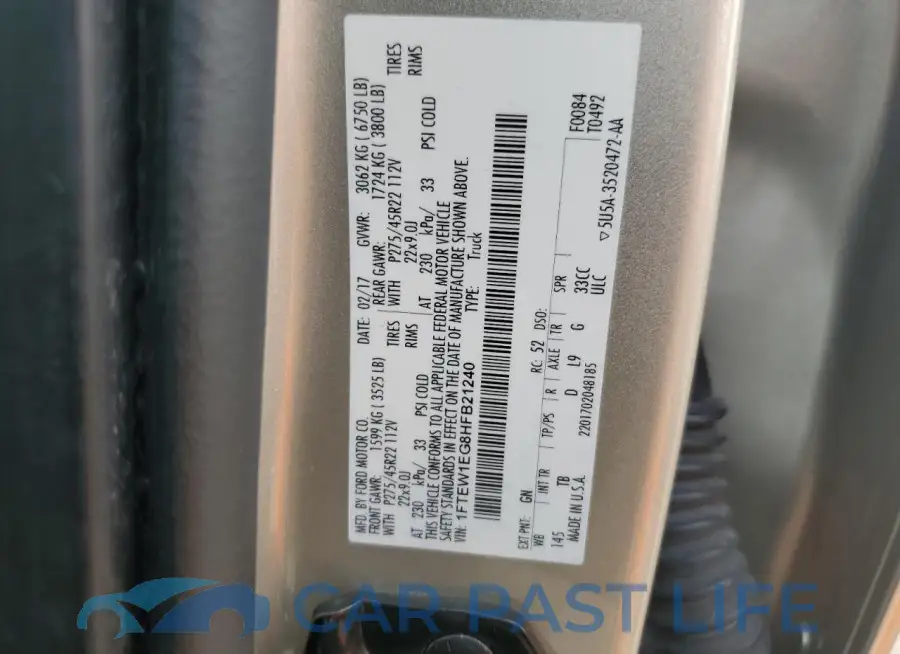 1FTEW1EG8HFB21240# 12