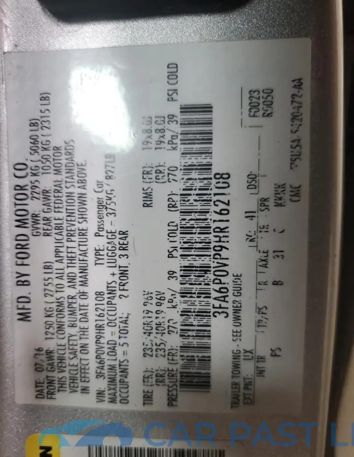 3FA6P0VP9HR162108# 12