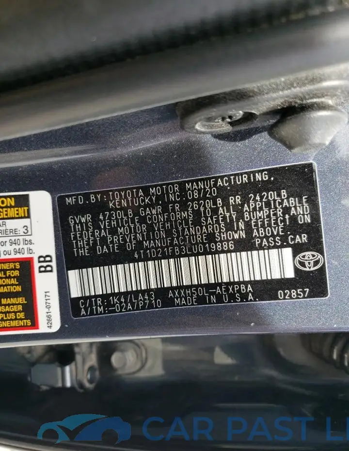 4T1D21FB3LU019886# 12