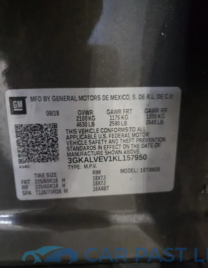 3GKALVEV1KL157950# 13