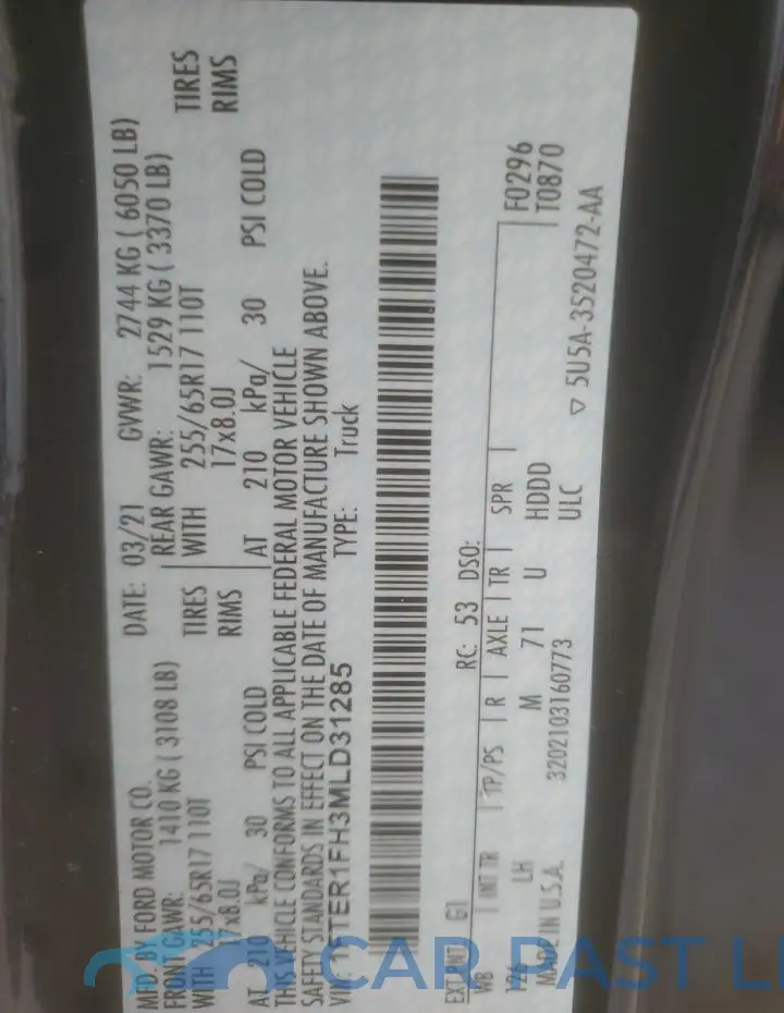 1FTER1FH3MLD31285# 12