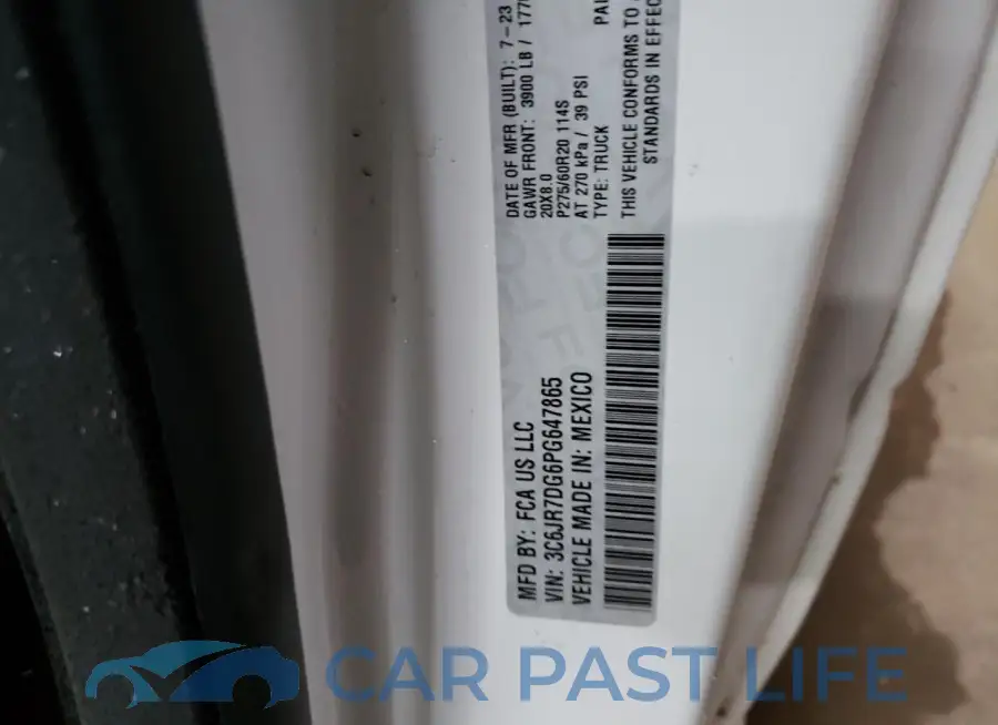 3C6JR7DG6PG647865# 12