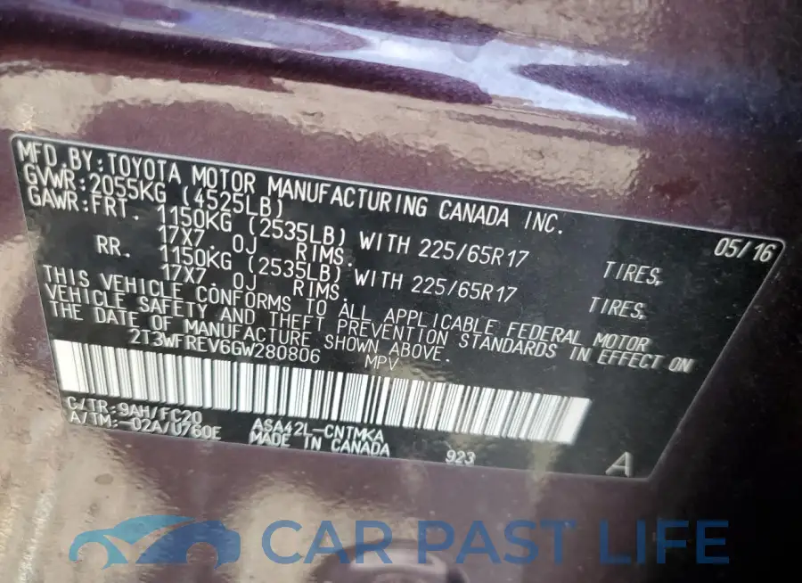 2T3WFREV6GW280806# 13