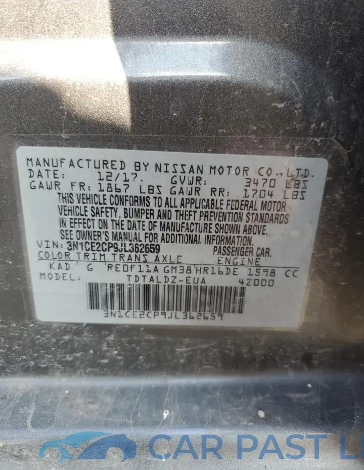 3N1CE2CP9JL362659# 12