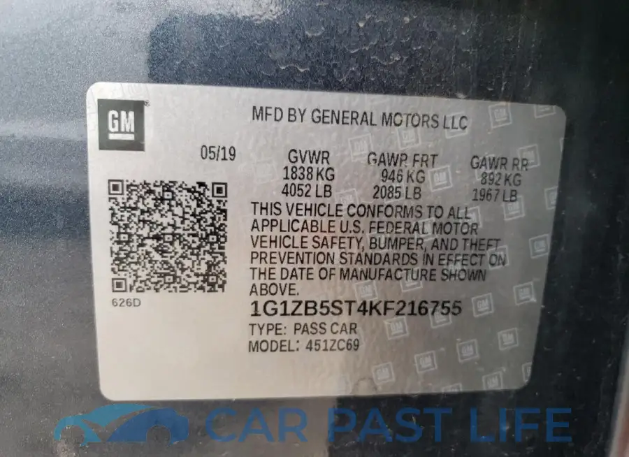 1G1ZB5ST4KF216755# 12