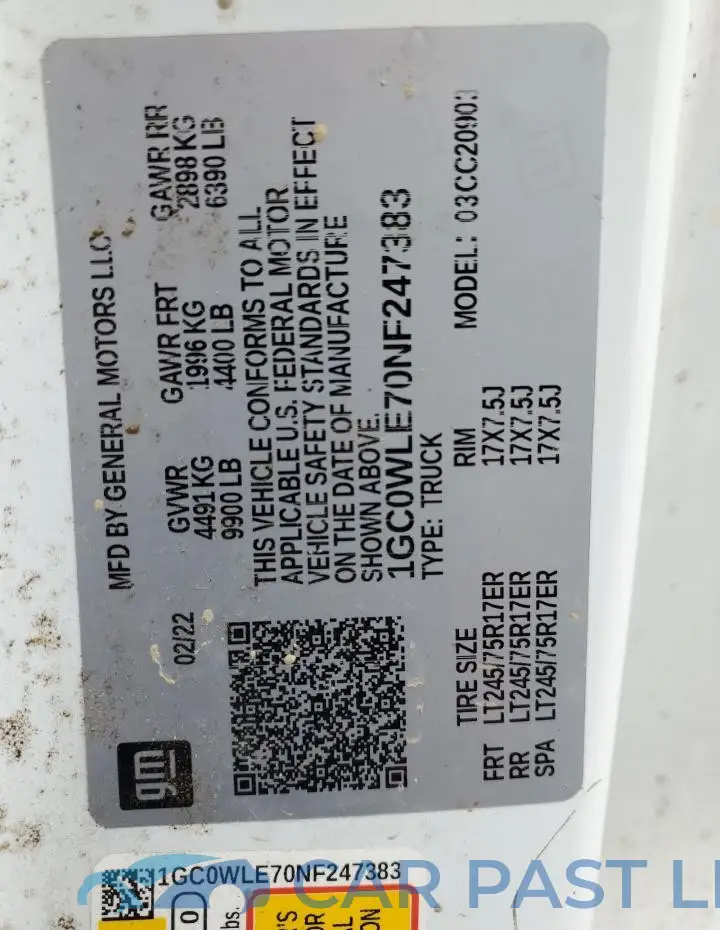 1GC0WLE70NF247383# 13