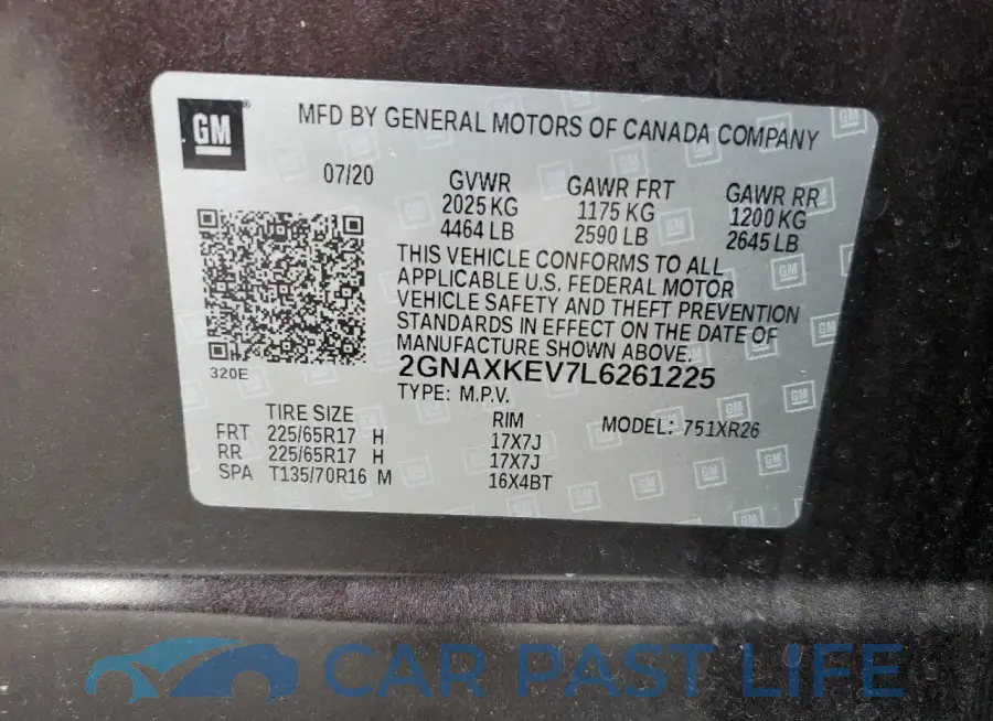 2GNAXKEV7L6261225# 13