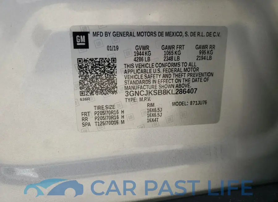 3GNCJKSB8KL286407# 13