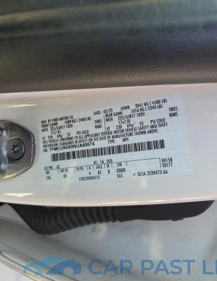 1FMCU9G65NUA60674# 12