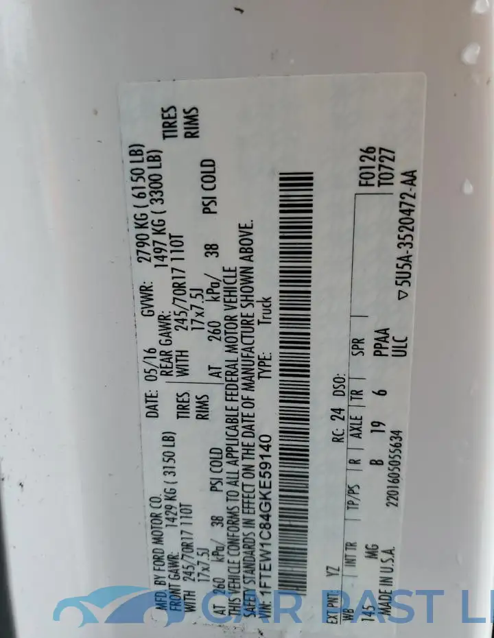 1FTEW1C84GKE59140# 13