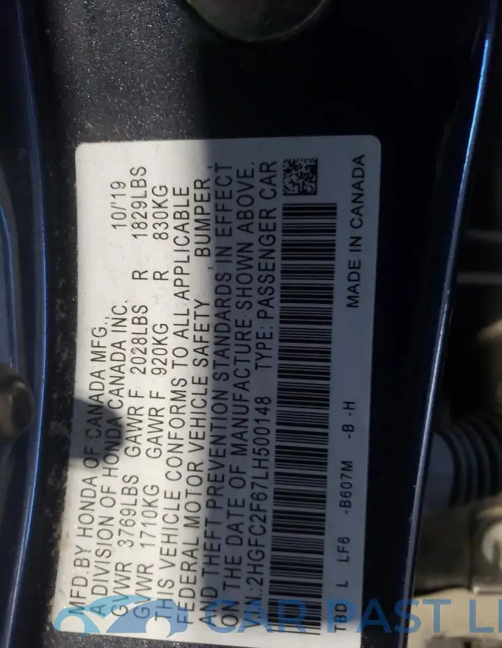 2HGFC2F67LH500148# 12