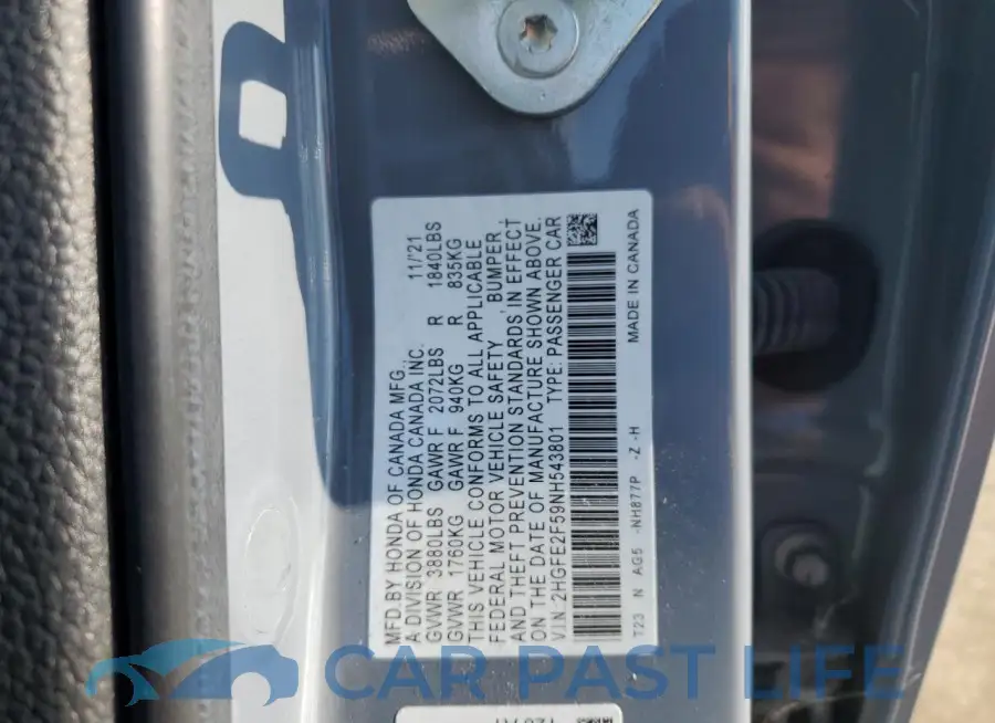 2HGFE2F59NH543801# 12