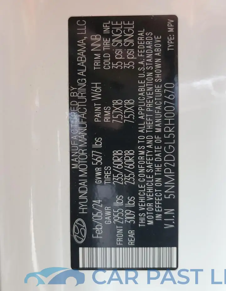 5NMP2DGL5RH007670# 13