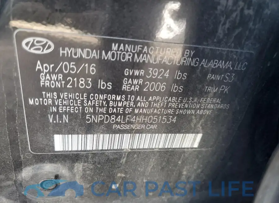 5NPD84LF4HH051534# 12