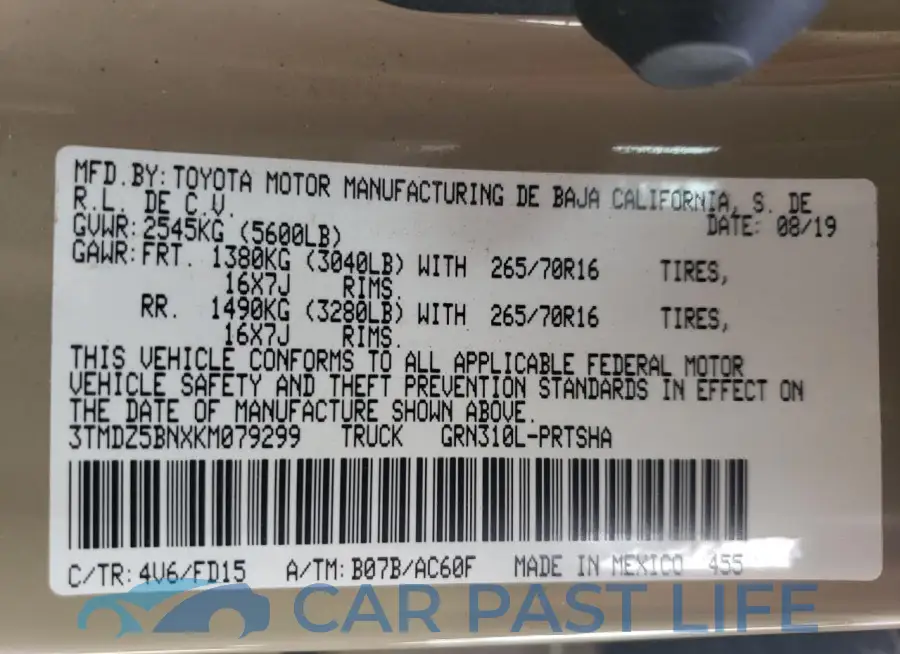 3TMDZ5BNXKM079299# 12
