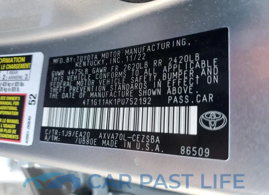4T1G11AK1PU752192# 13
