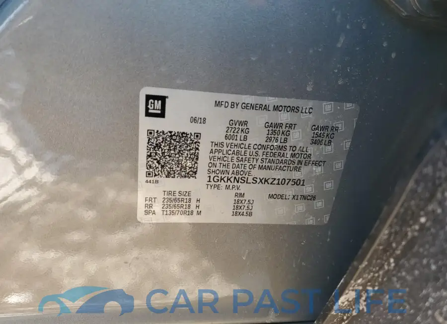 1GKKNSLSXKZ107501# 13
