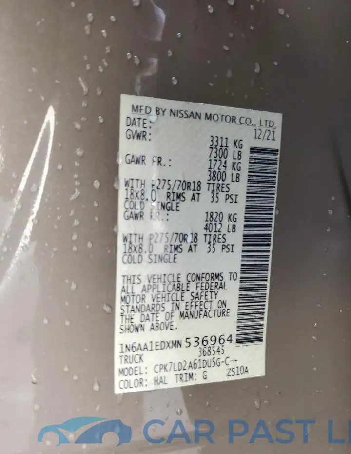 1N6AA1EDXMN536964# 12