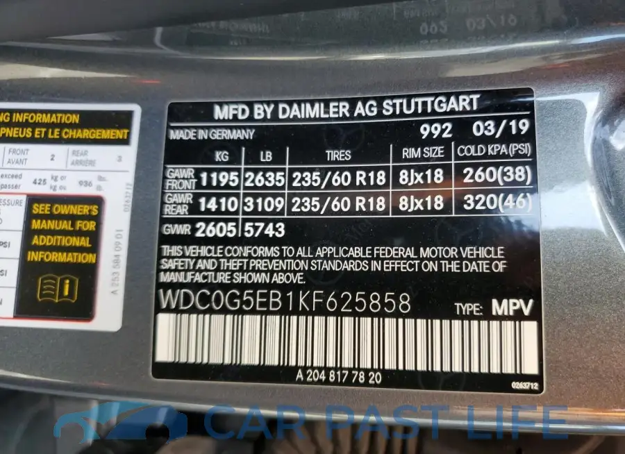 WDC0G5EB1KF625858# 13