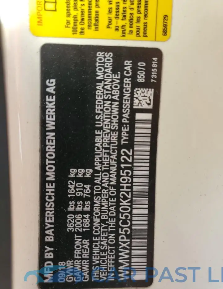 WMWXP5C50K2H95122# 12
