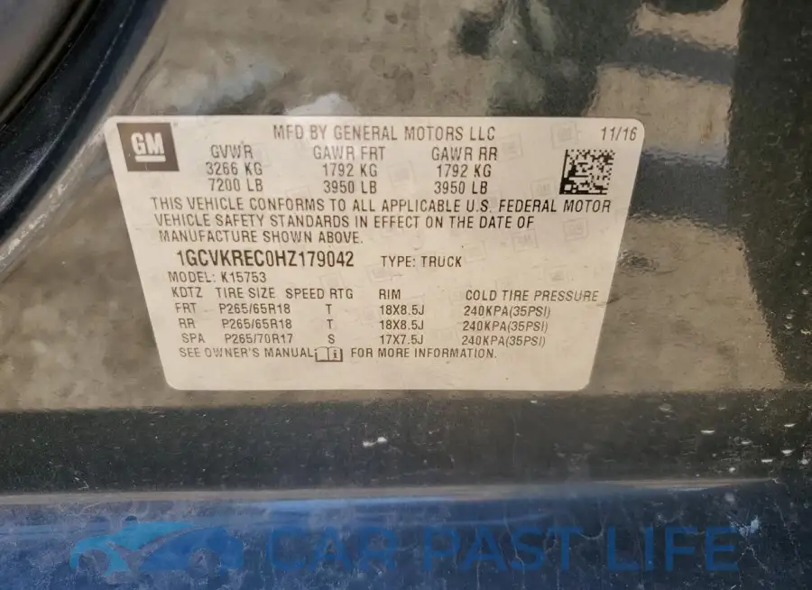 1GCVKREC0HZ179042# 12