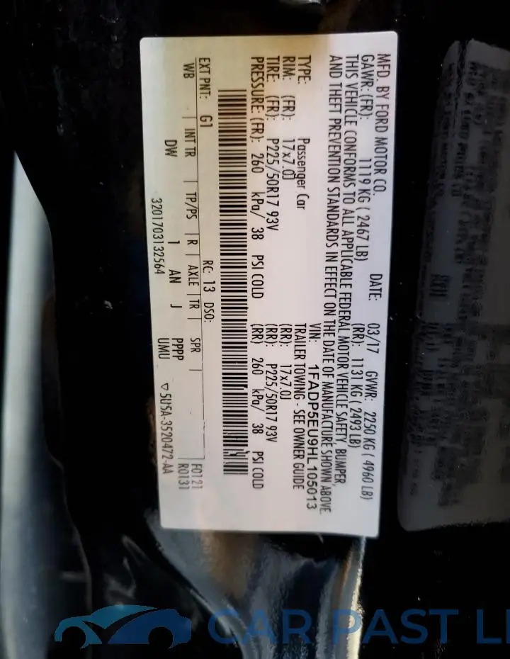 1FADP5EU9HL105013# 12