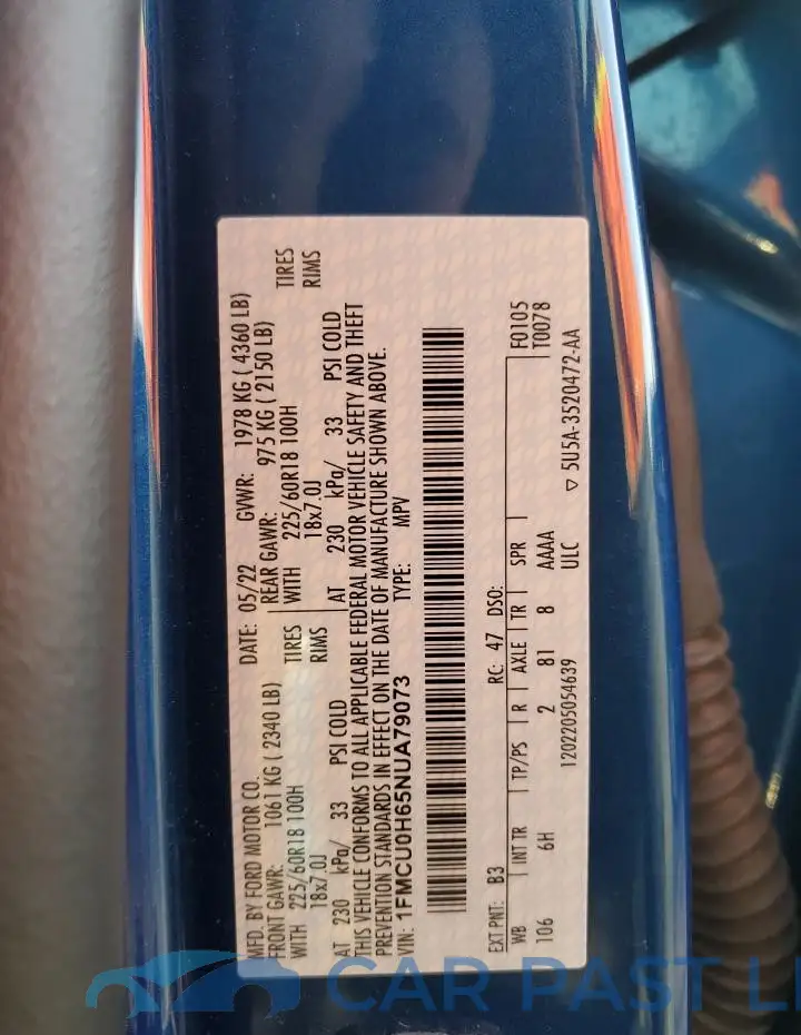 1FMCU0H65NUA79073# 13