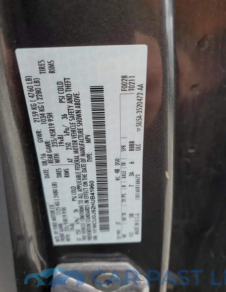1FMCU0J92HUB41960# 13
