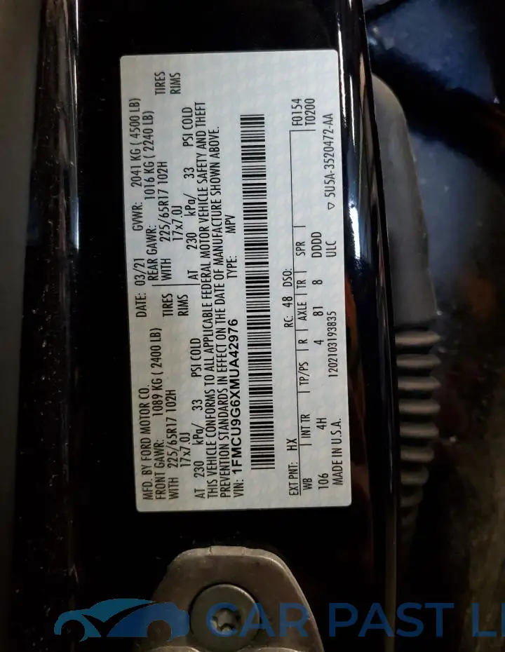 1FMCU9G6XMUA42976# 13