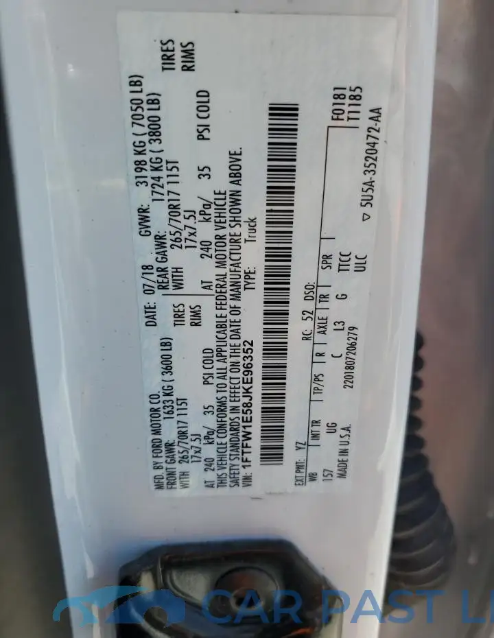 1FTFW1E58JKE96352# 12