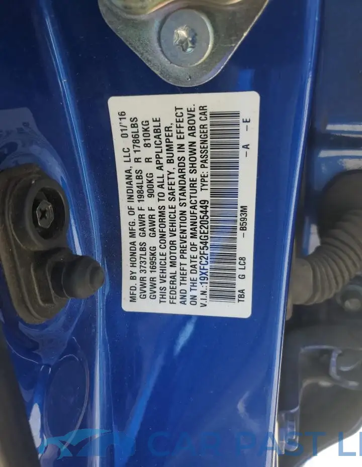 19XFC2F54GE205449# 12