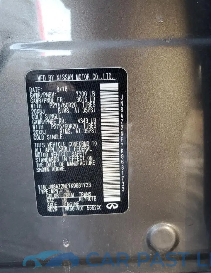 JN8AZ2NF7K9681733# 13