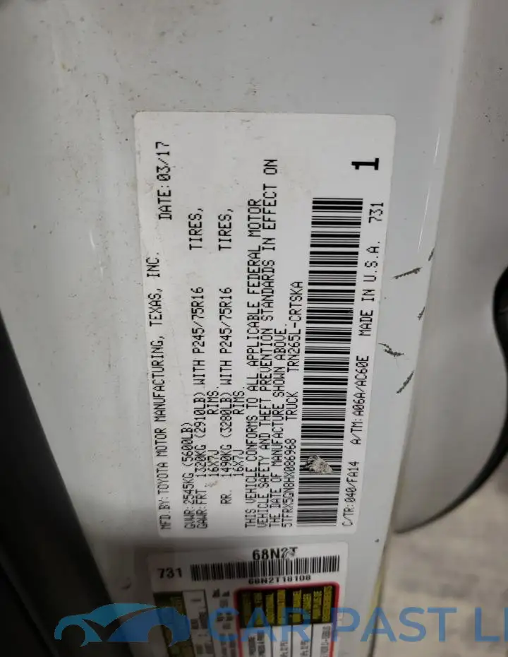 5TFRX5GN8HX086968# 12