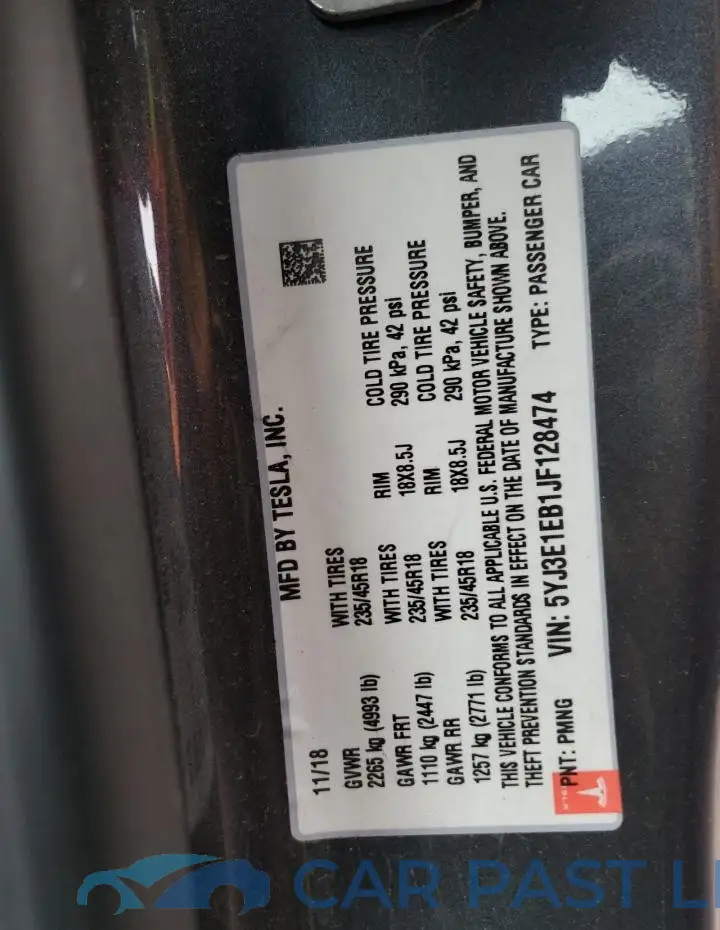 5YJ3E1EB1JF128474# 12