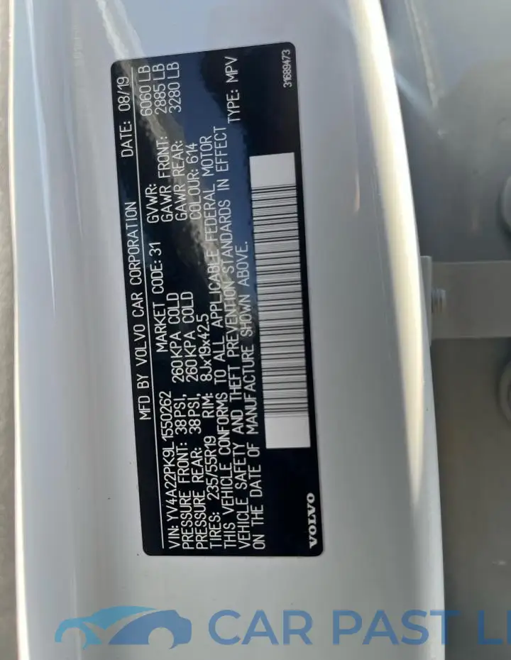 YV4A22PK9L1550262# 10