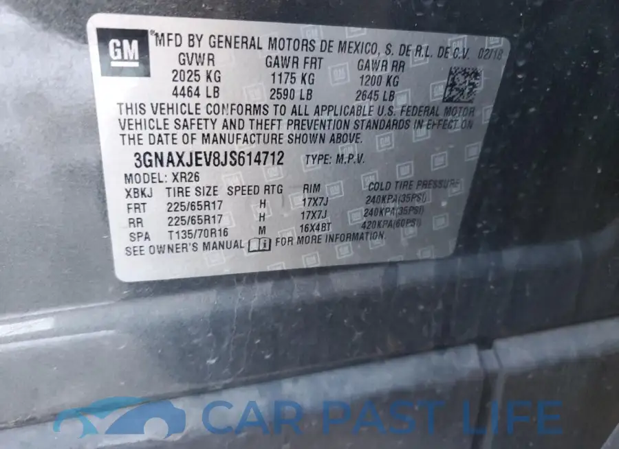 3GNAXJEV8JS614712# 12