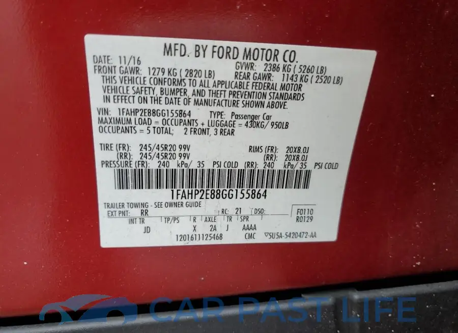 1FAHP2E88GG155864# 12
