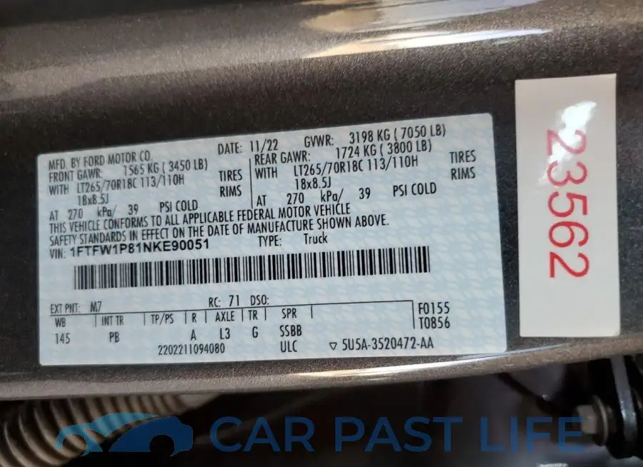 1FTFW1P81NKE90051# 12