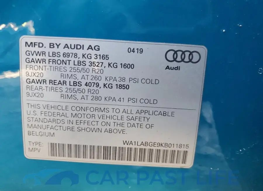 WA1LABGE9KB011815# 13
