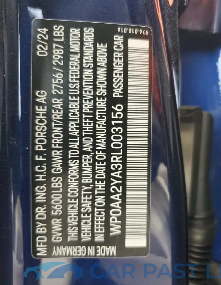 WP0AA2YA3RL003156# 12