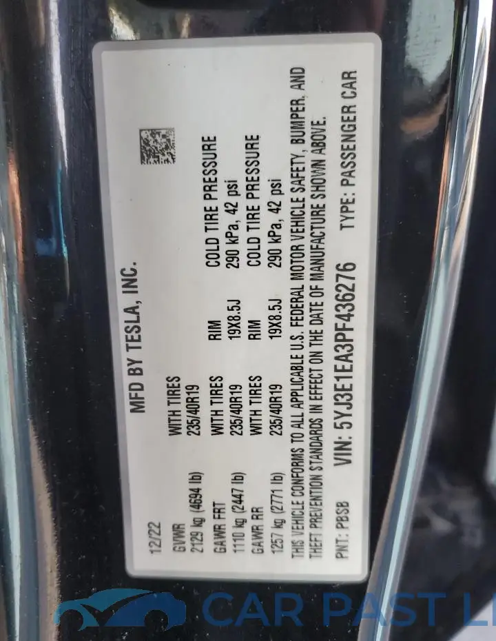 5YJ3E1EA3PF436276# 13