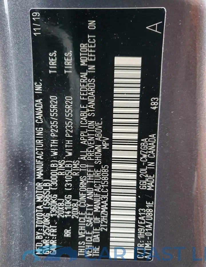 2T2HZMAA3LC158085# 13