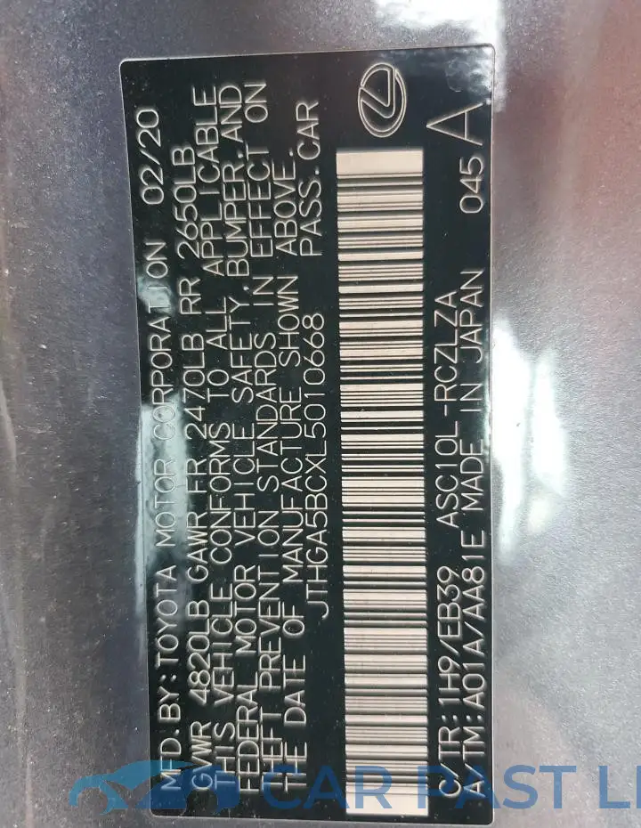 JTHGA5BCXL5010668# 13