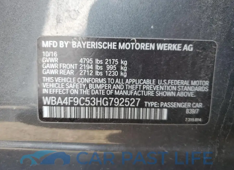 WBA4F9C53HG792527# 12