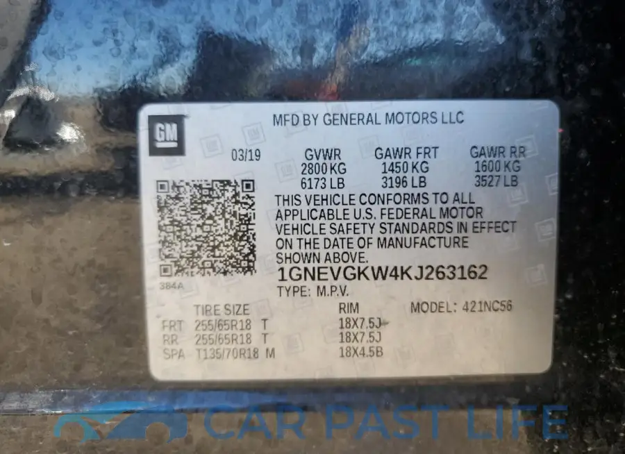 1GNEVGKW4KJ263162# 13