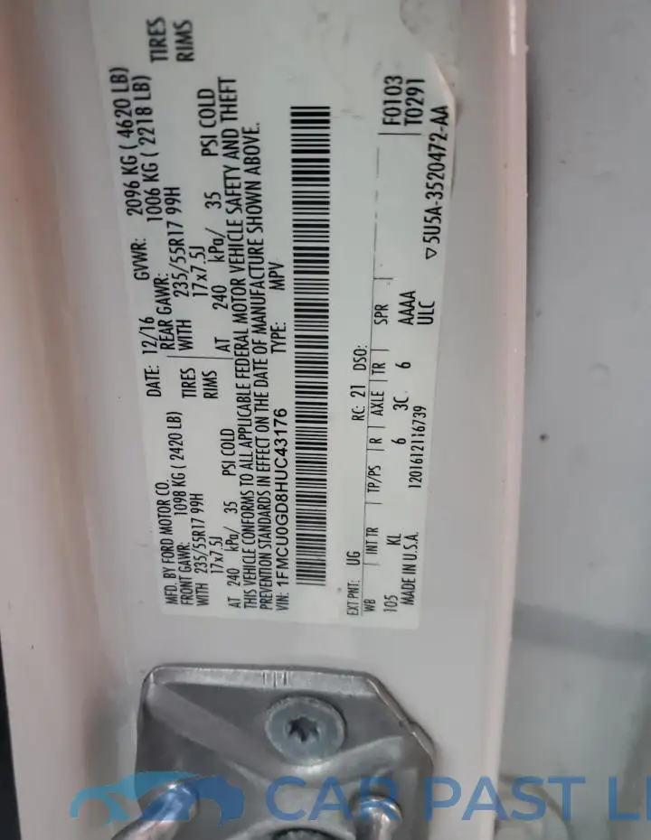 1FMCU0GD8HUC43176# 13
