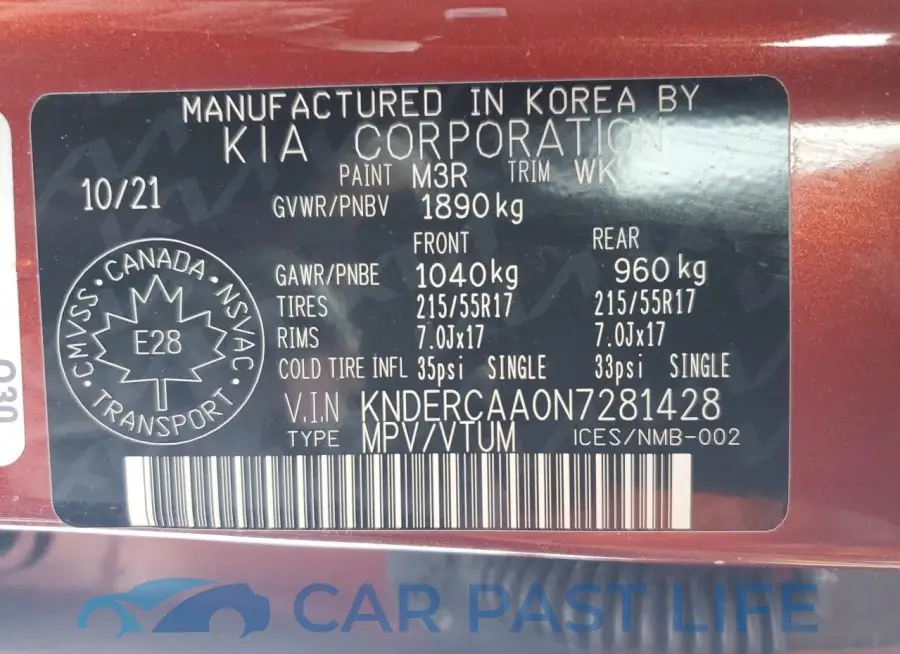 KNDERCAA0N7281428# 14